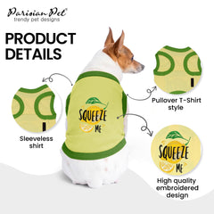 Parisian Pet dog tank top side view shows sleeveless fit ideal for hot weather.