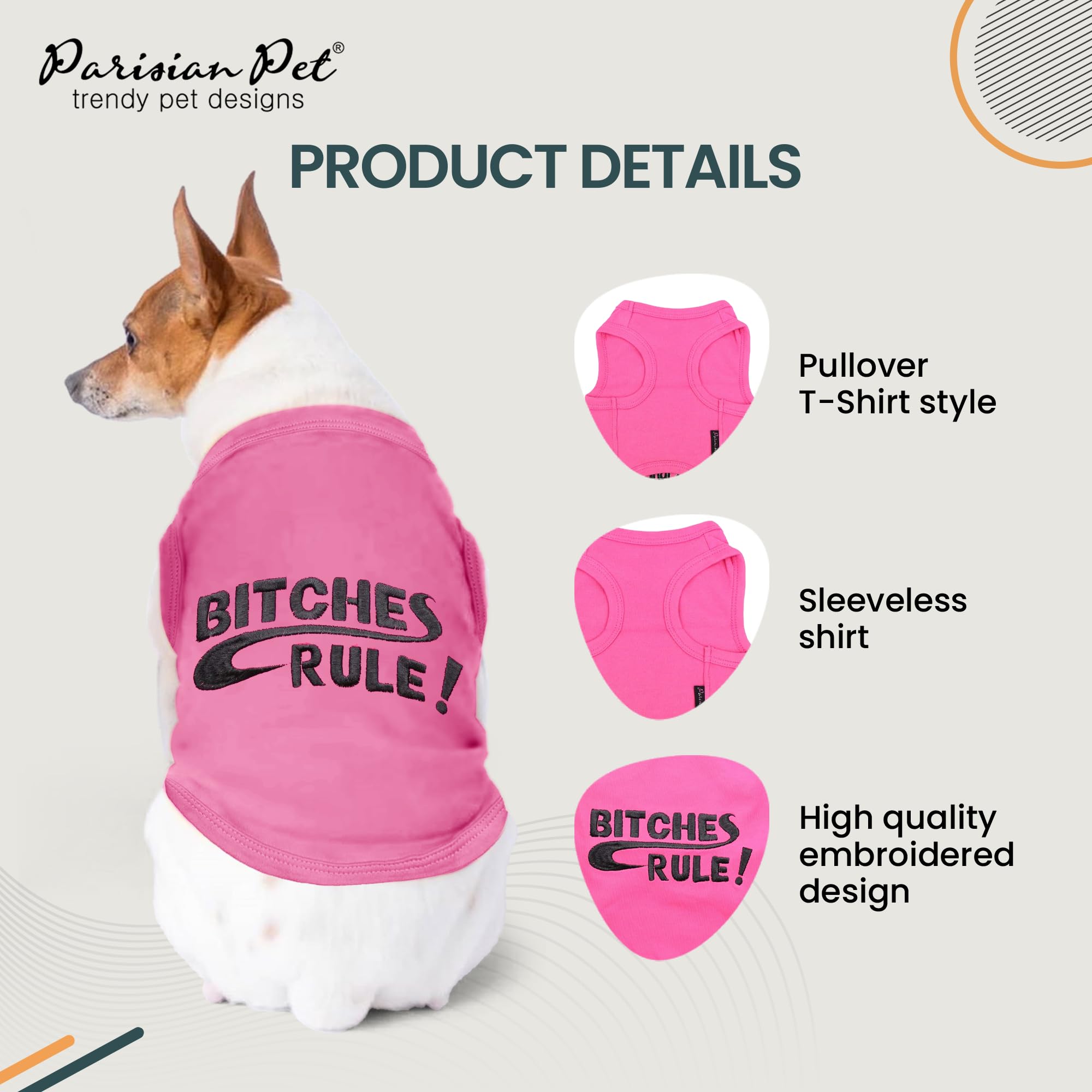 Parisian Pet dog tshirt made of 100% cotton for breathable comfort.