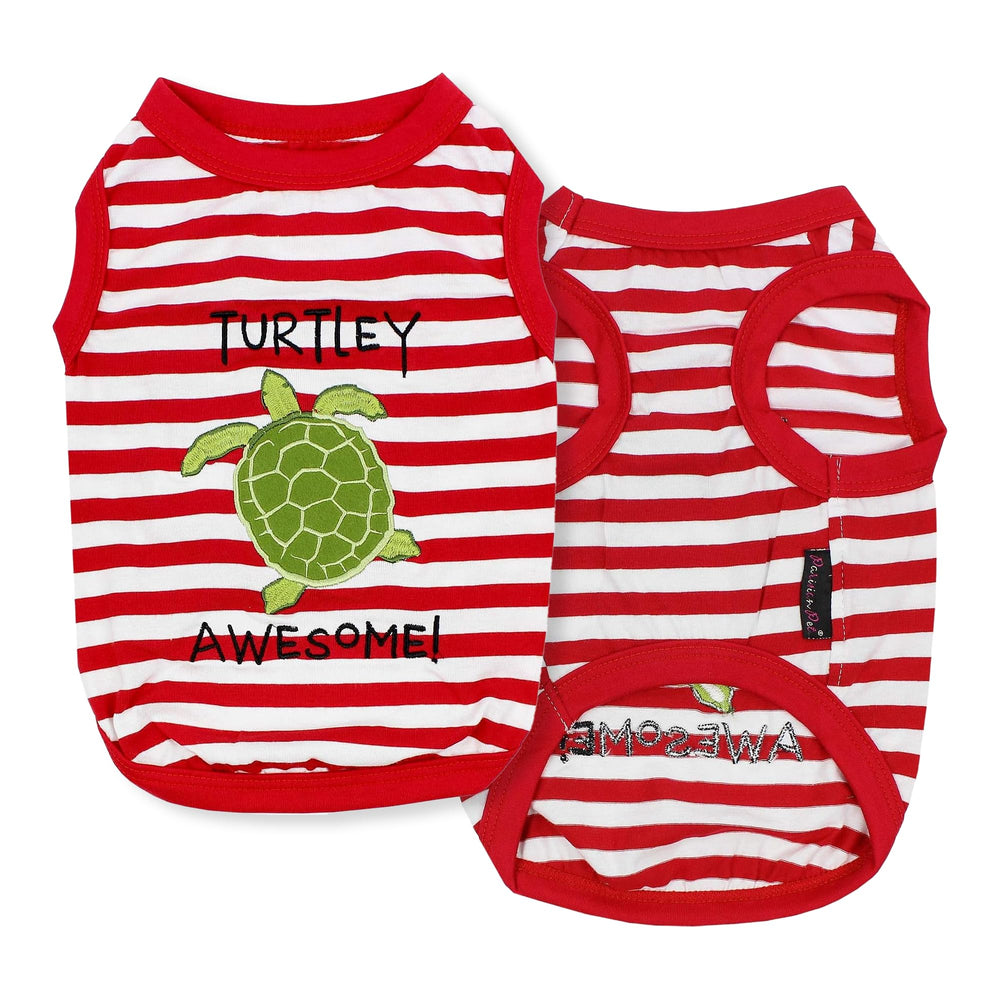 Parisian Pet dog T-shirt with embroidered Turtley Awesome for playful daily walks