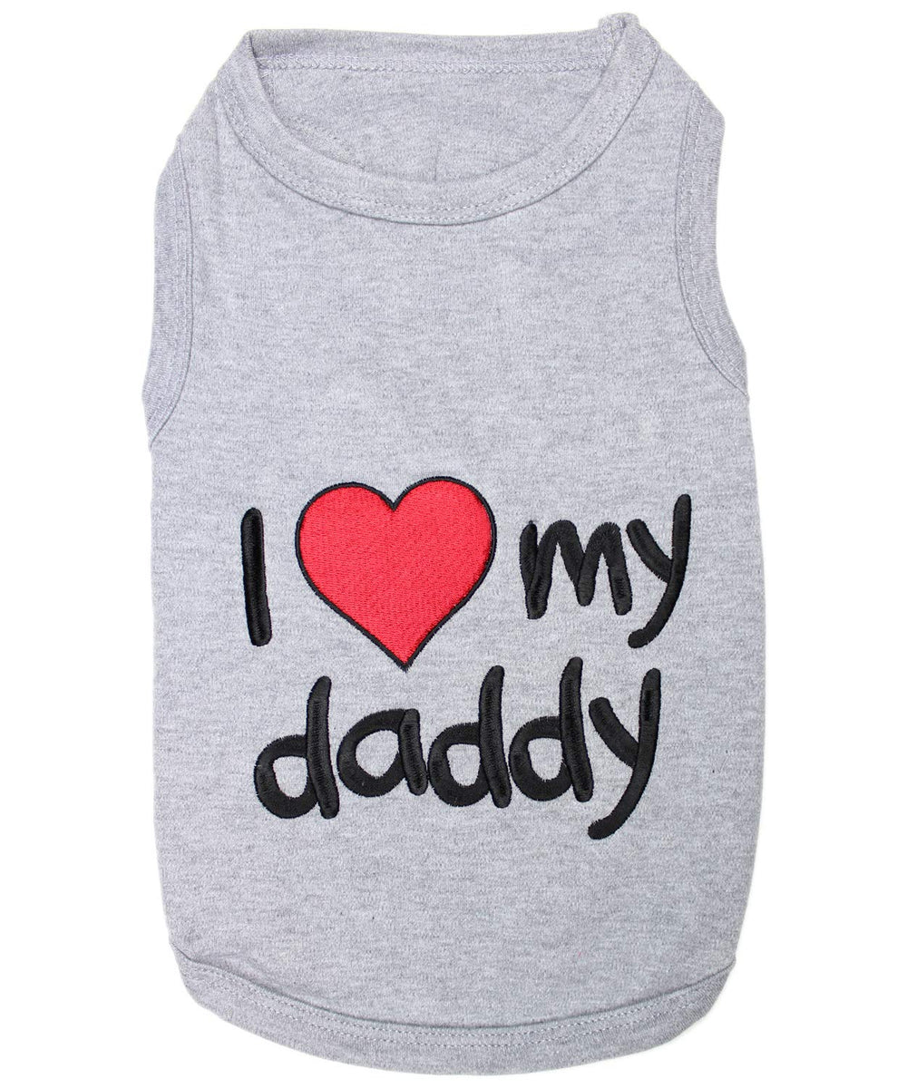 Parisian Pet dog t-shirt embroidered I Love My Daddy during park strolls