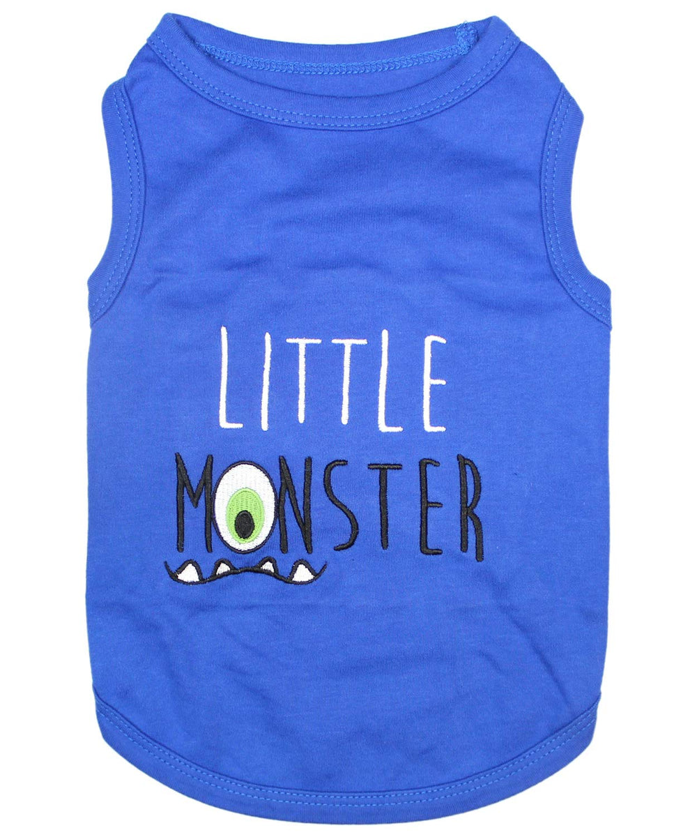 Parisian Pet blue tee and size guide for summer outings.