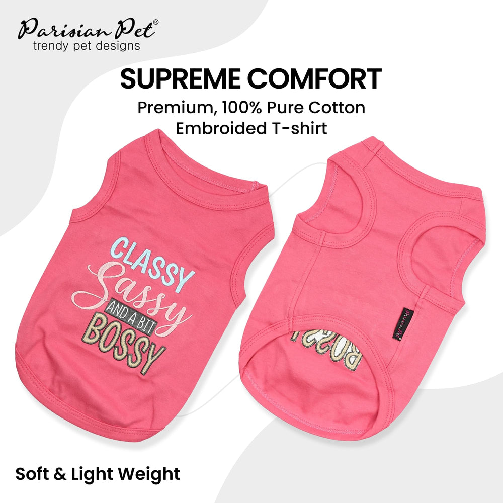 Parisian Pet dog t-shirt round neckline for easy on off comfort