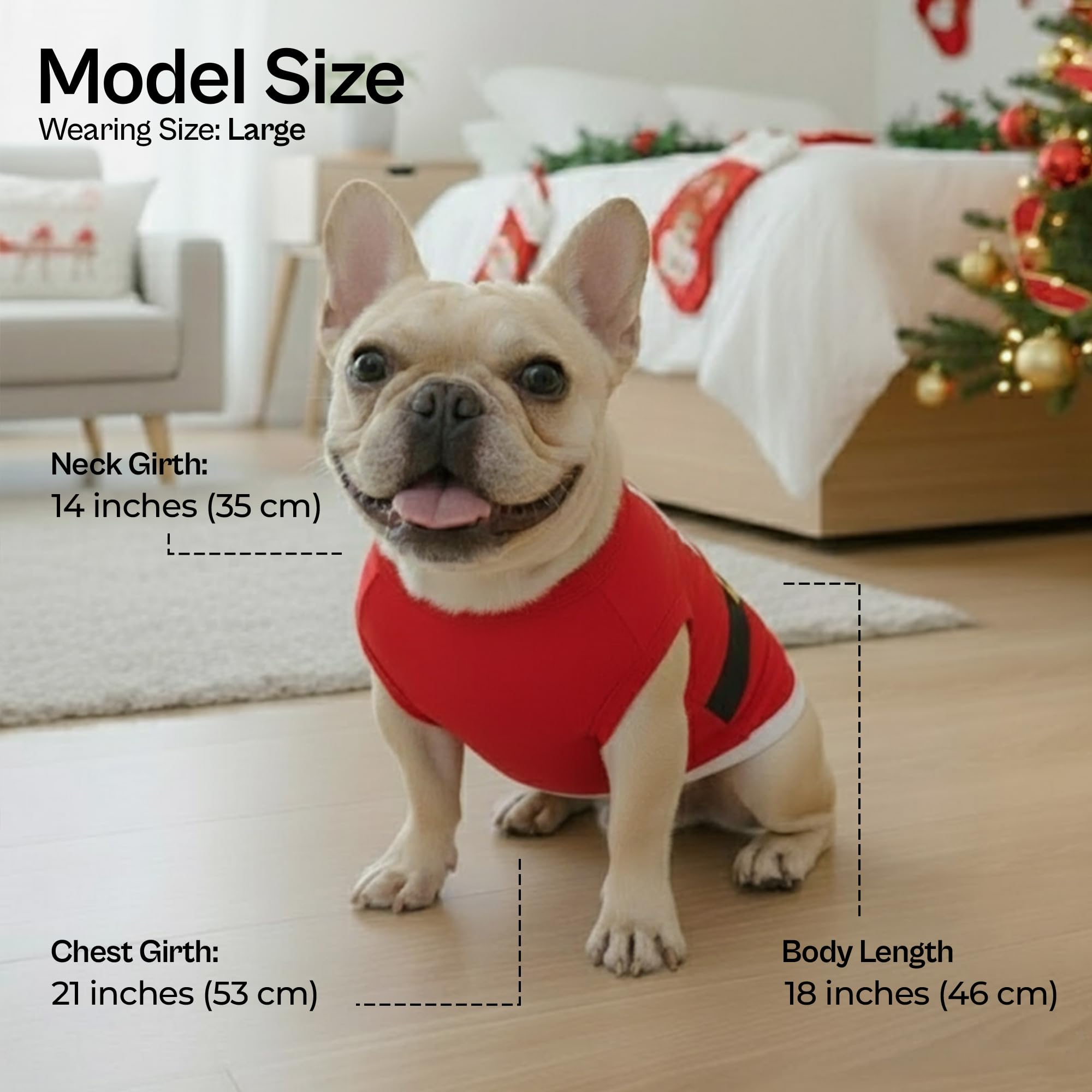Parisian Pet dog t-shirt Santa embroidery back view for stylish photos.