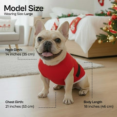 Parisian Pet dog t-shirt Santa embroidery back view for stylish photos.