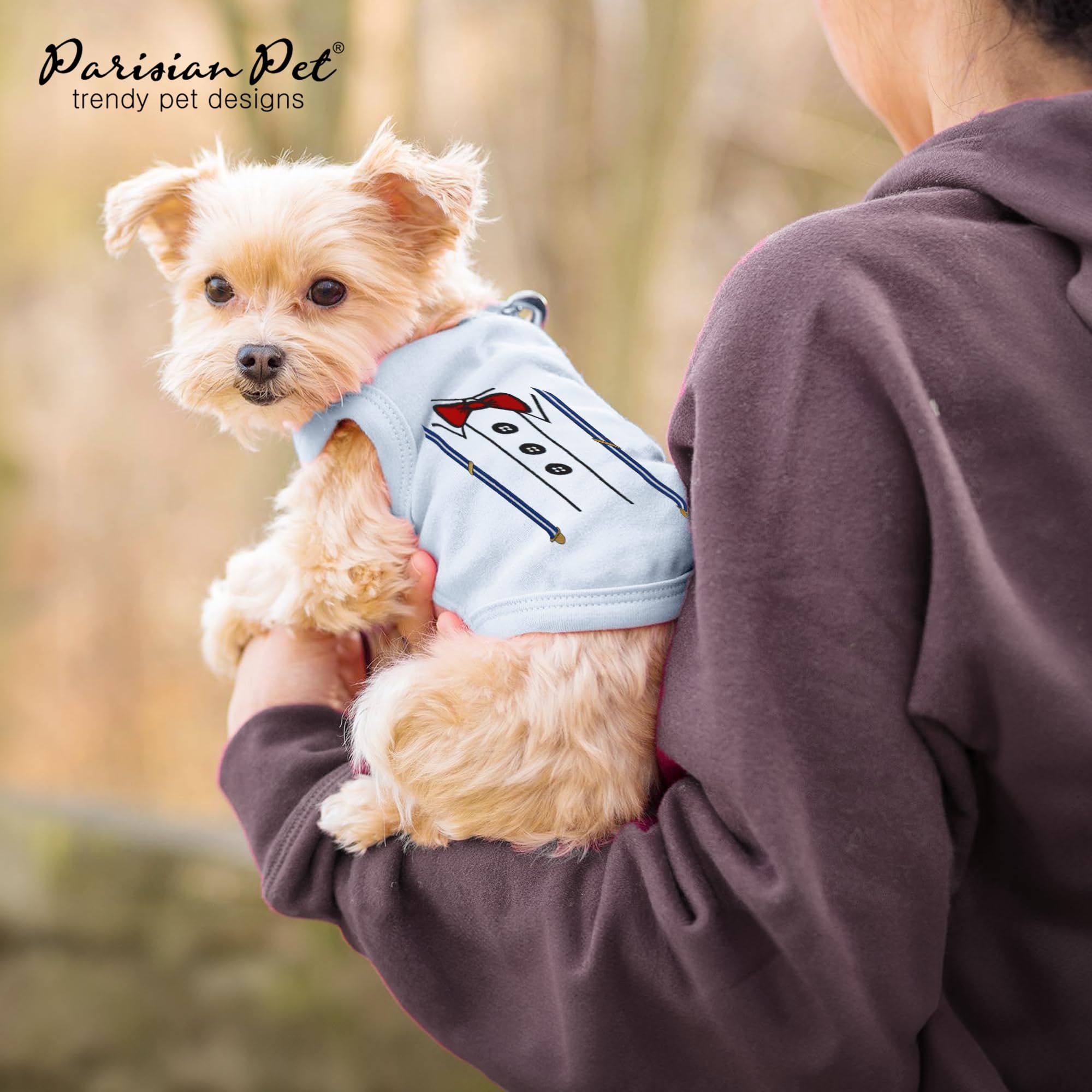 Parisian Pet dog-tshirt-size-chart close-up guides accurate measurements for the right fit.