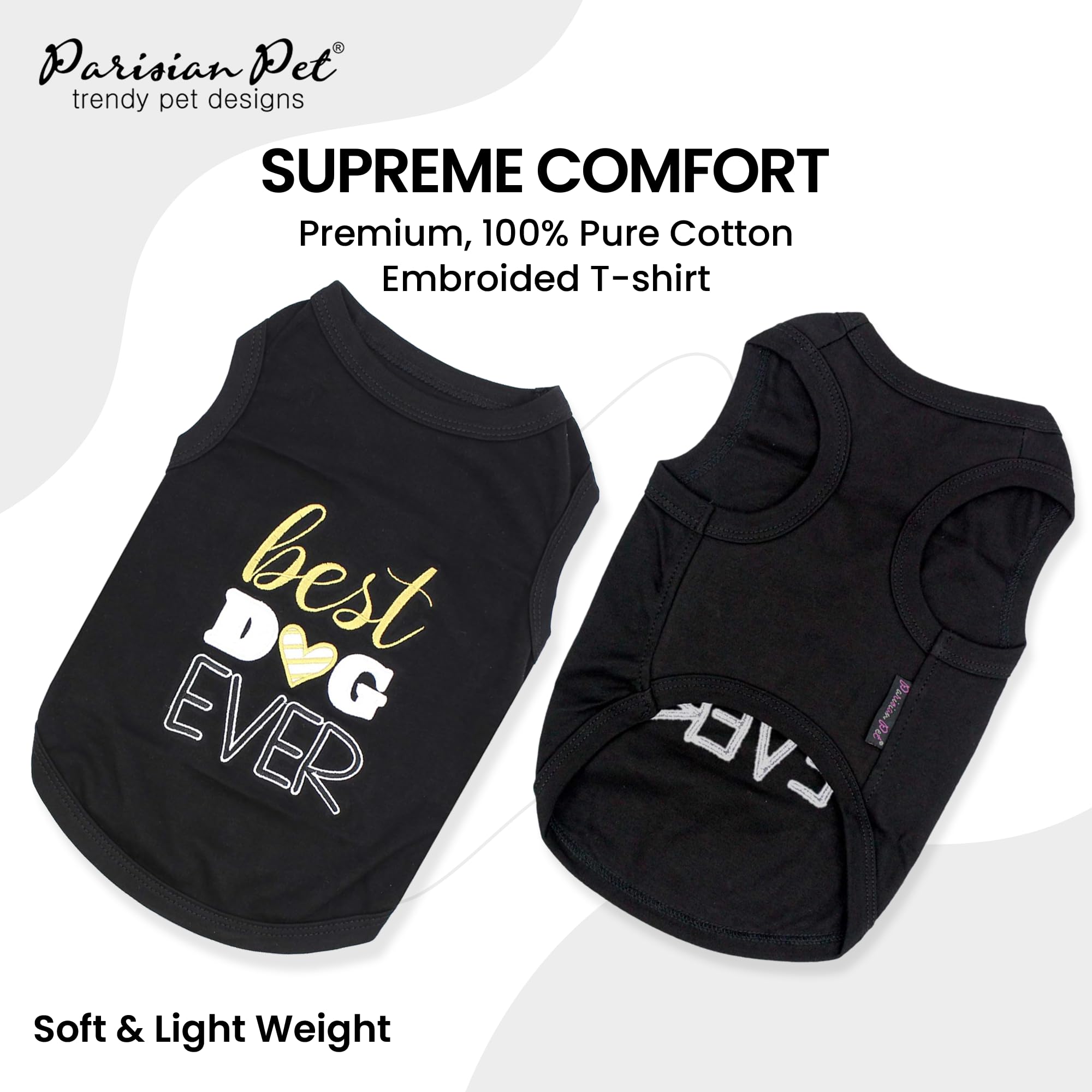 Parisian Pet dog-tshirt-sleeveless-black-back highlights lightweight wear for hot days and easy movement.