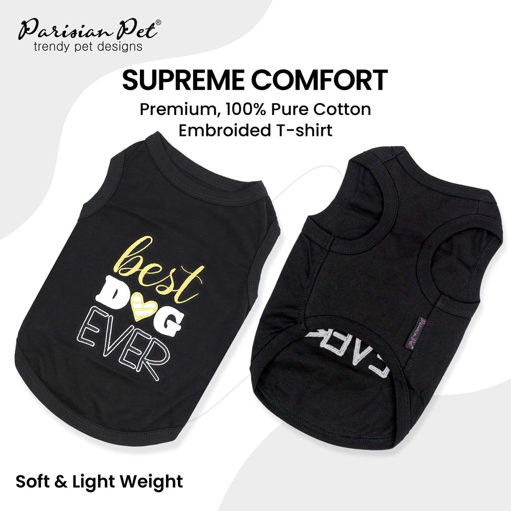 Parisian Pet dog t-shirt sleeveless black showcases lightweight comfort for warm days