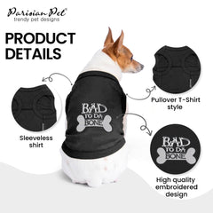 Parisian Pet Dog T-Shirt sleeveless design closeup highlights comfortable round neckline.