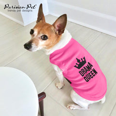 Parisian Pet Drama Queen T-shirt back crown embroidery adds regal flair for outings.
