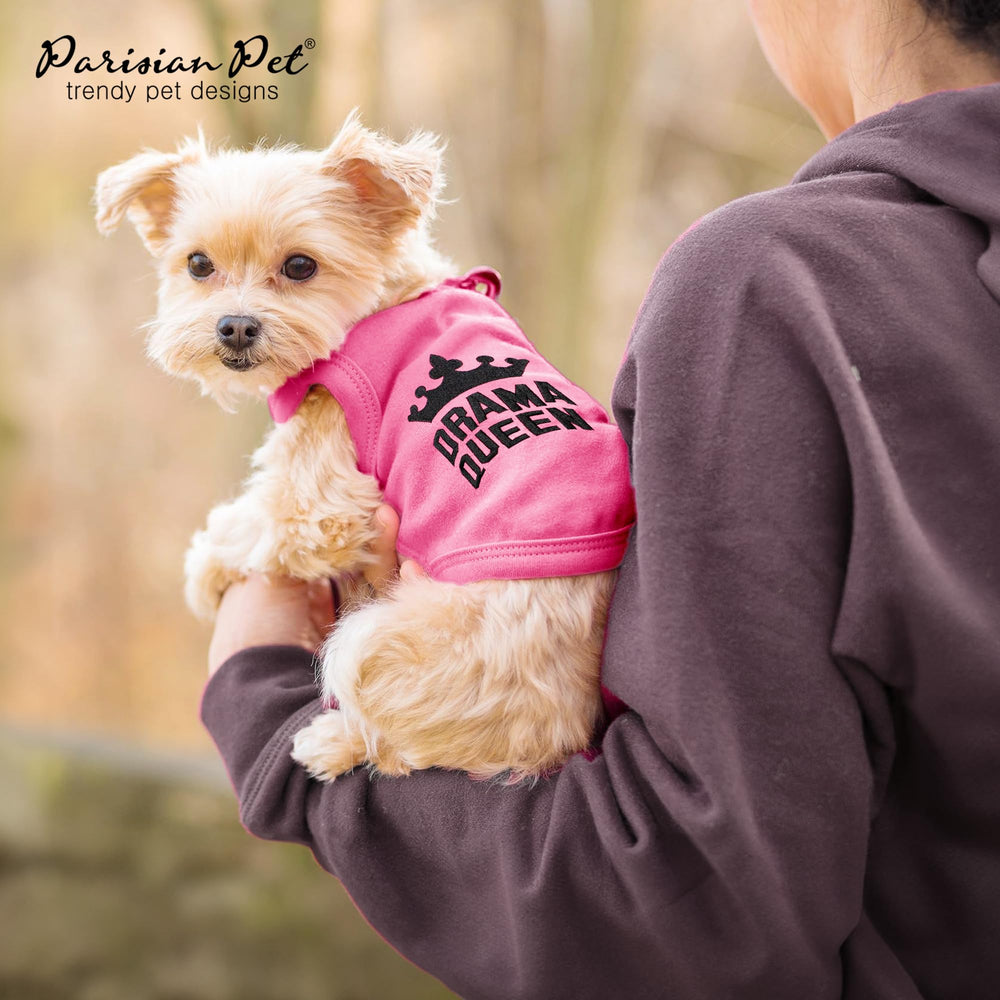 Parisian Pet Drama Queen T-shirt sizing chart helps find the perfect fit for small dogs.