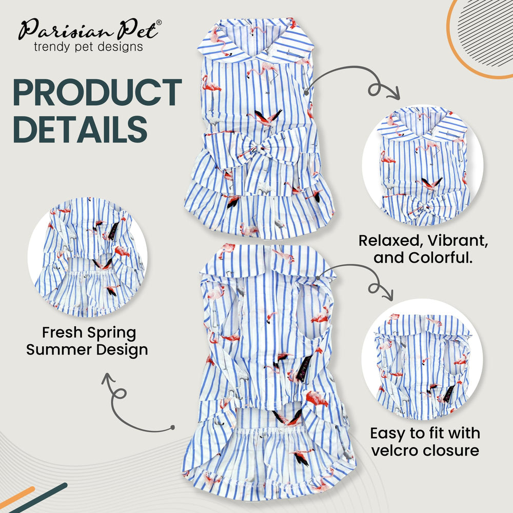 Parisian Pet Flamingo pattern closeup shows whimsy on lightweight fabric