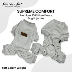 Parisian Pet grey dog pajamas close-up fabric velour stretch offers comfort