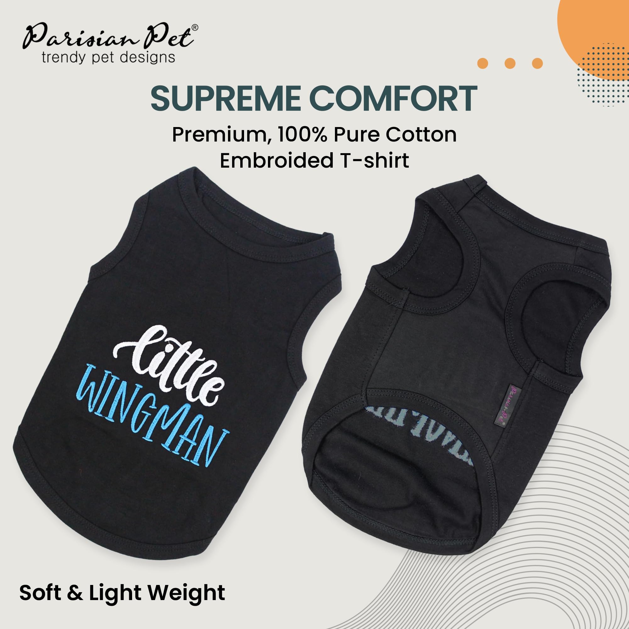 Parisian Pet Little Wingman embroidered detail showing durable stitching and charm.