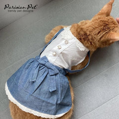 Parisian Pet Chambray dress with magic strap closure for easy on-and-off