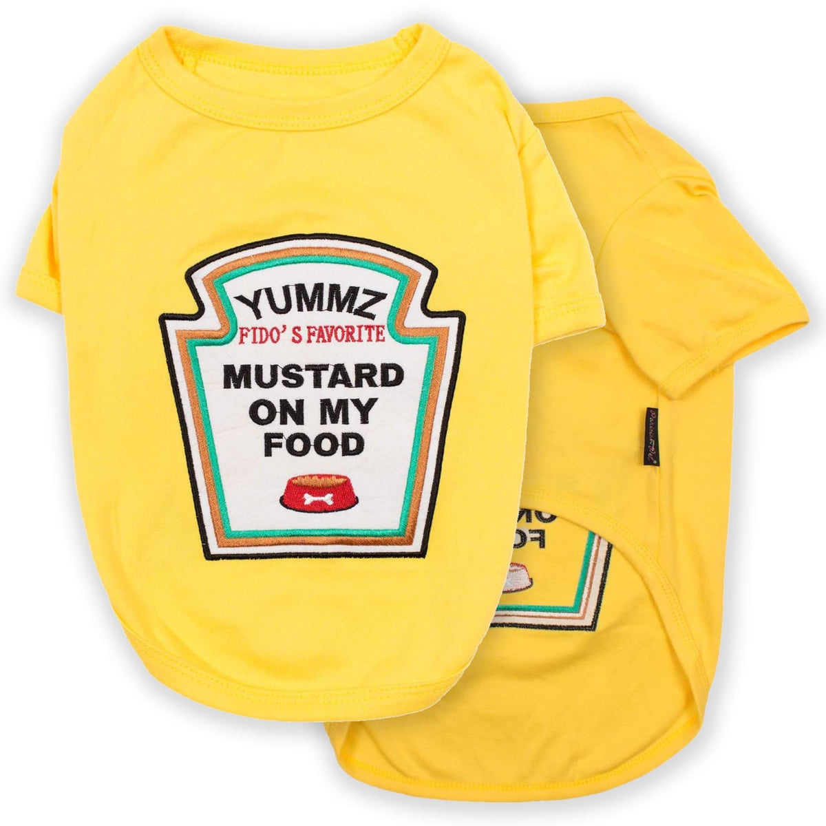 Parisian Pet mustard shirt front view for stylish dog fashion.