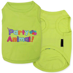 Parisian Pet party animal embroidered front view dog tshirt for stylish playtime