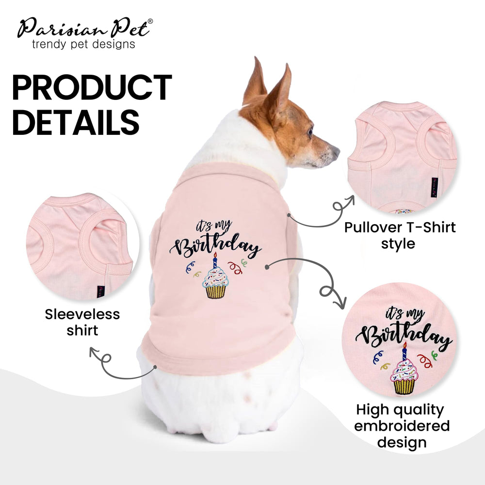 Parisian Pet pink sleeveless dog shirt closeup showcasing breathable cotton feel