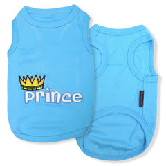 Parisian Pet Prince embroidered dog shirt front view for royal-style everyday wear