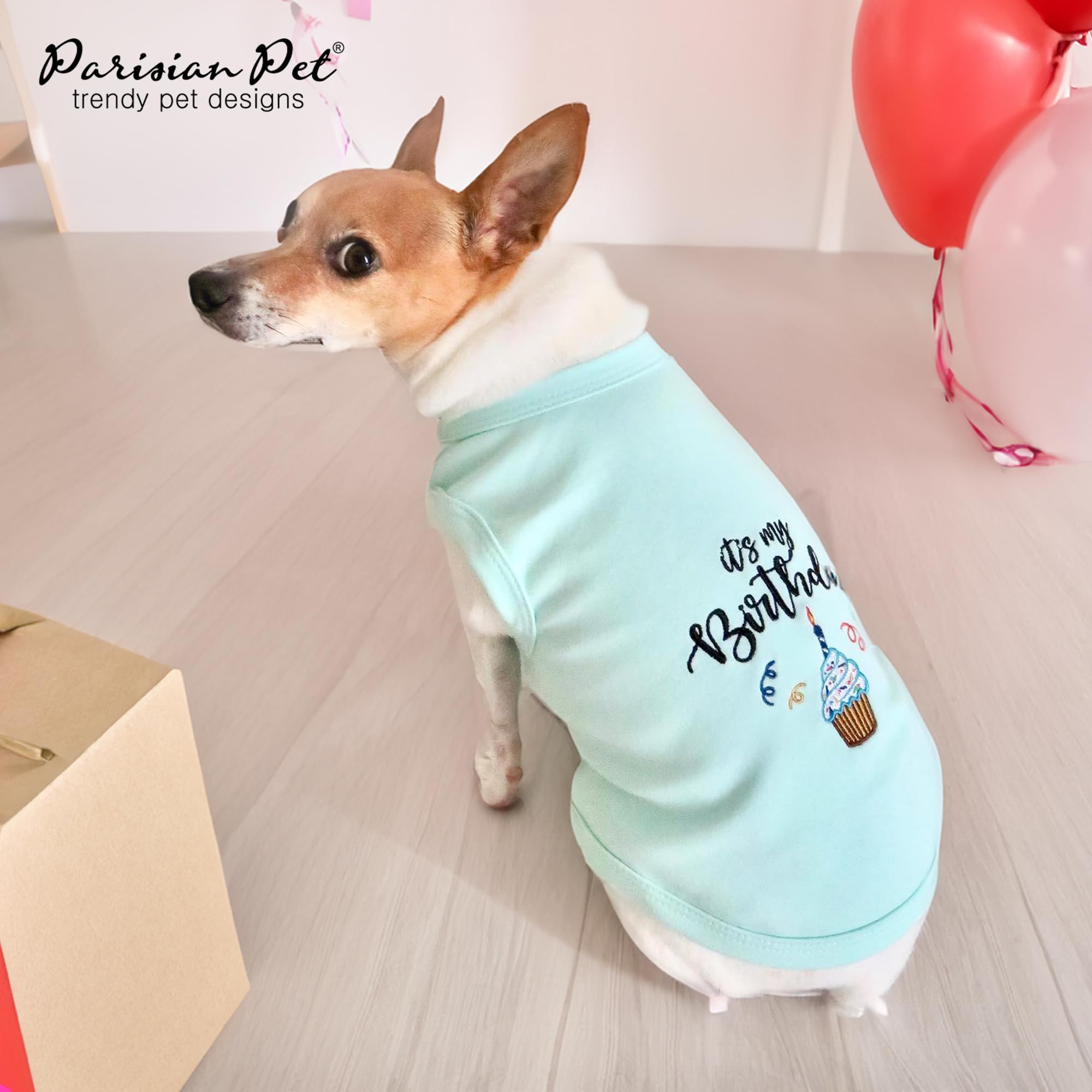 Parisian Pet round-neck dog tee prioritizes comfort with easy fit and gentle touch.