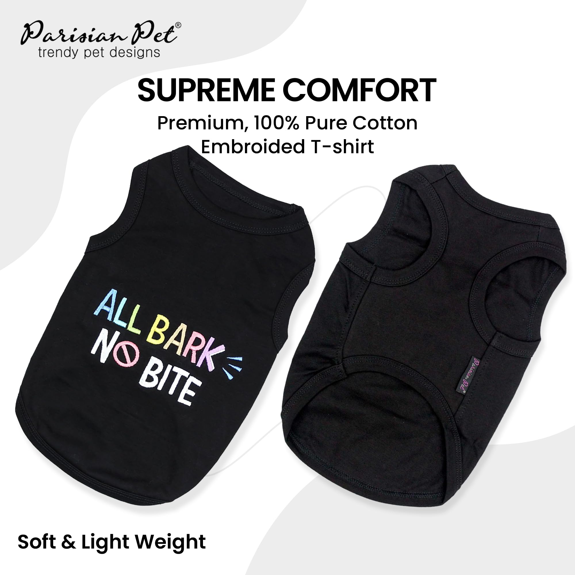 Parisian Pet round-neck sleeveless t-shirt front view for comfortable wear