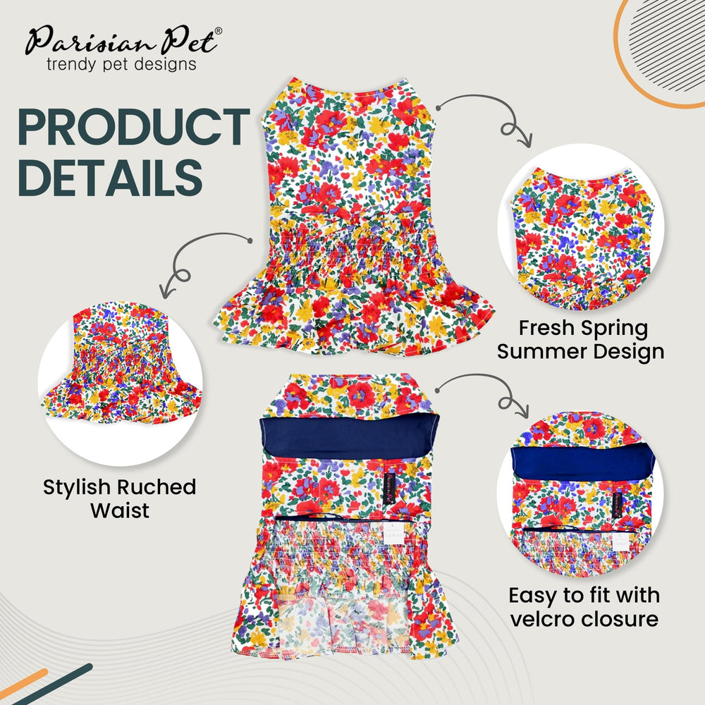 Parisian Pet ruched waist dress detail highlights flattering silhouette and easy wear.