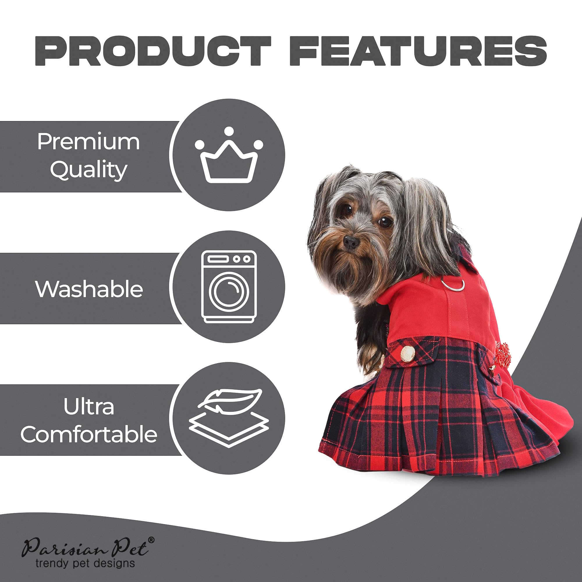 Parisian Pet Scottish Red Dress lightweight fabric keeps pups cool in summer