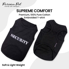 Parisian Pet security dog shirt side view shows sleeveless comfort for warm days.