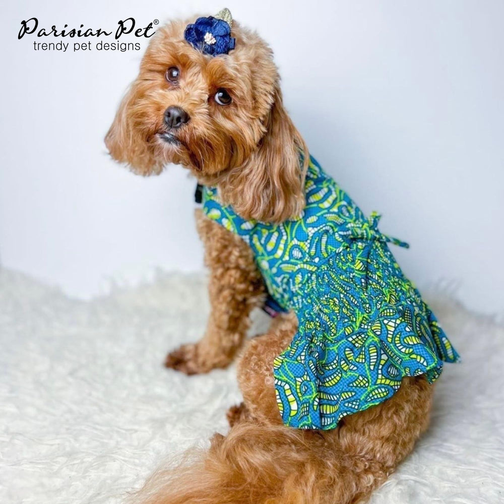 Parisian Pet size guide image showing XS to 3XL fit on dogs
