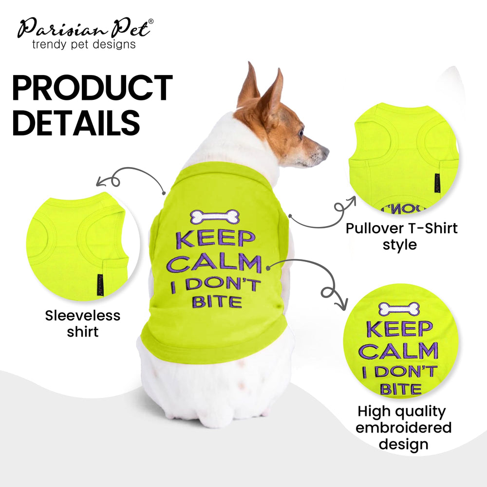 Parisian Pet sleeveless dog tee design promoting freedom of movement.