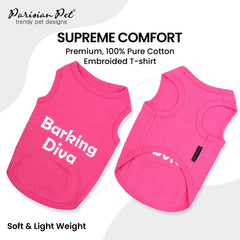 Parisian Pet sleeveless pink dog T-shirt closeup demonstrating breathable comfort for warm days.