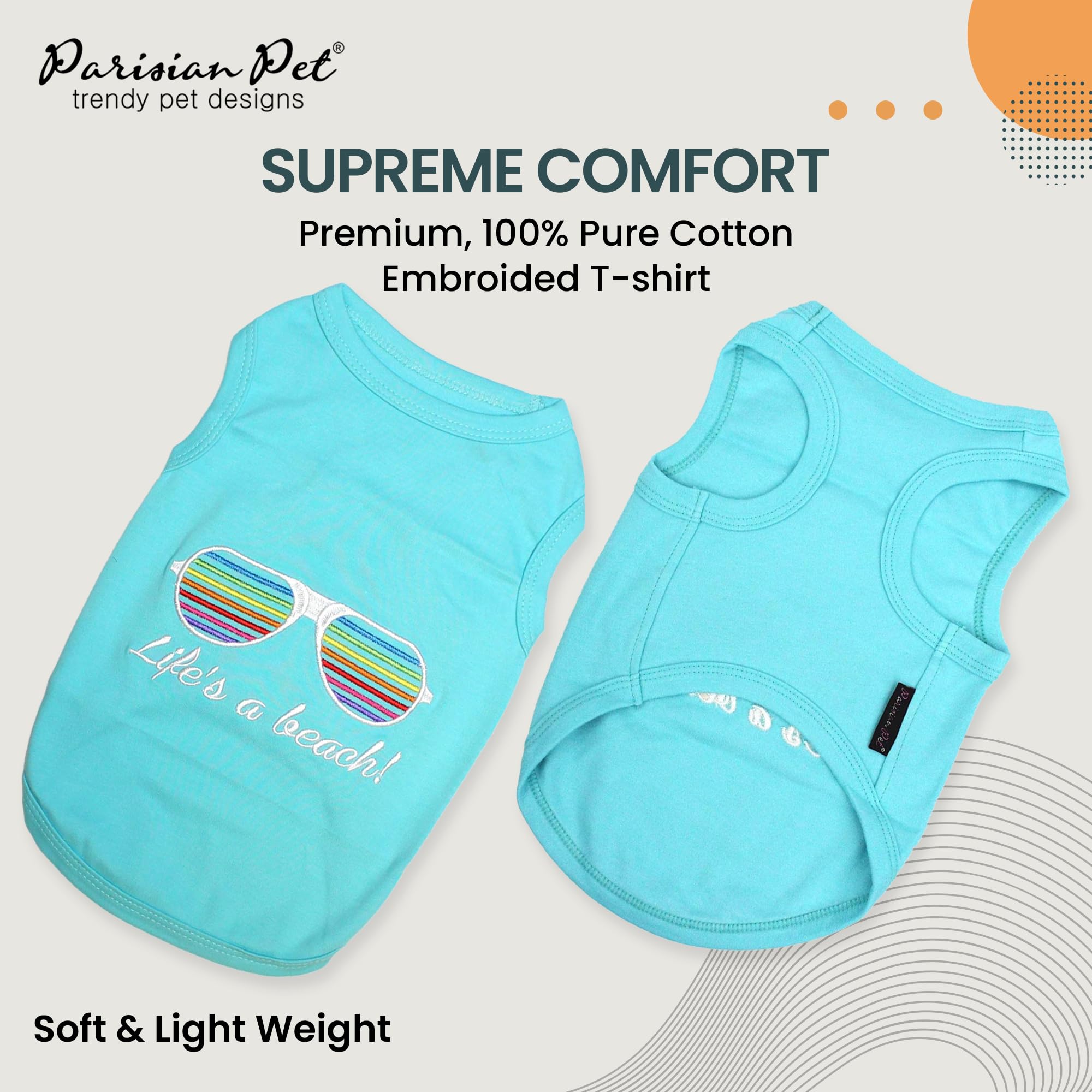 Parisian Pet soft cotton dog tank top offers breathable comfort for daily wear