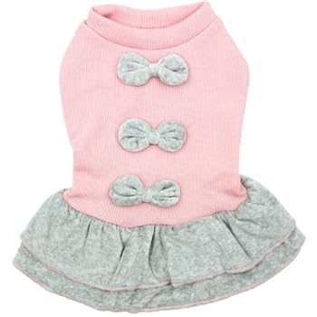 Parisian Pet winter pink bow dress back detail for festive walks and stylish warmth