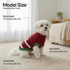 Parisian Pet wool dog sweater delivers soft warmth for indoor lounging and outdoor use.