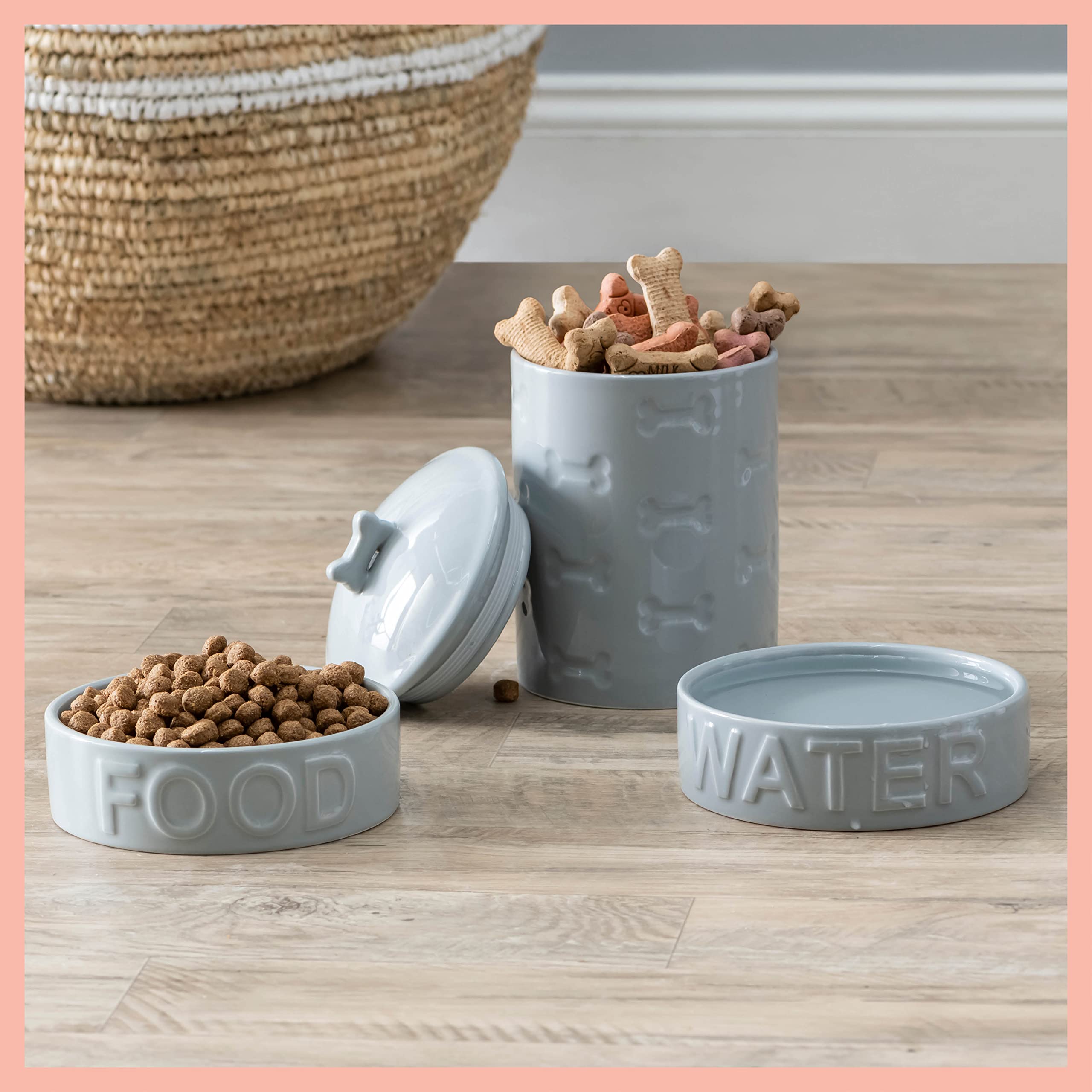 Park Life Designs pet bowl classic water medium grey non-slip-base prevents spills on any surface