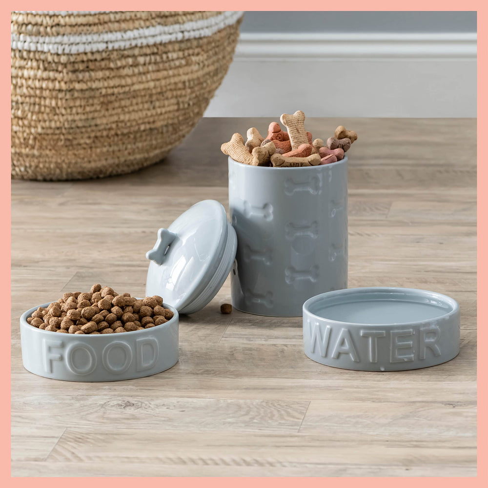 Park Life Designs pet bowl classic water medium grey non-slip-base prevents spills on any surface