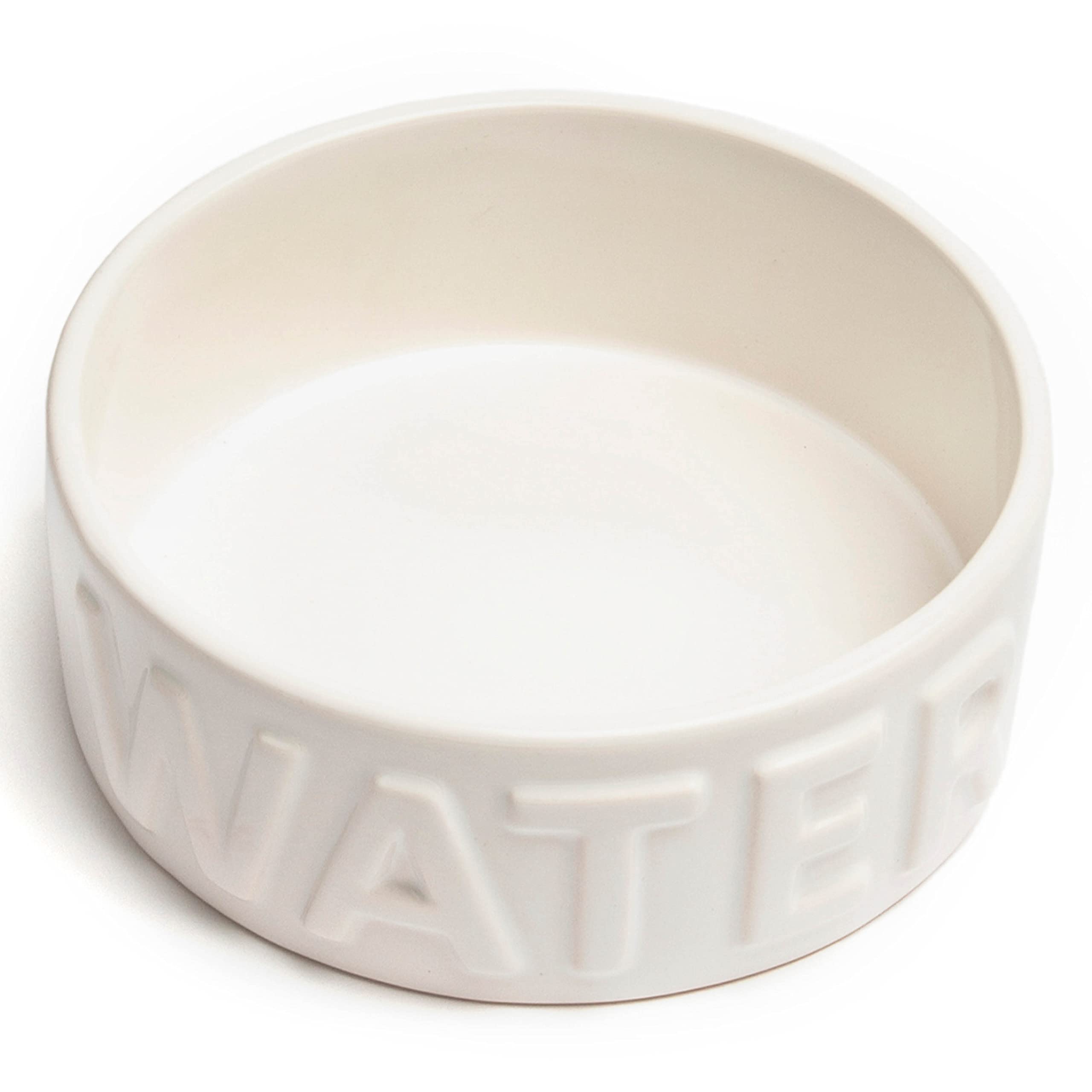 Park Life Designs Classic Water bowl front view shows spill-resistant stoneware for tidy meals.