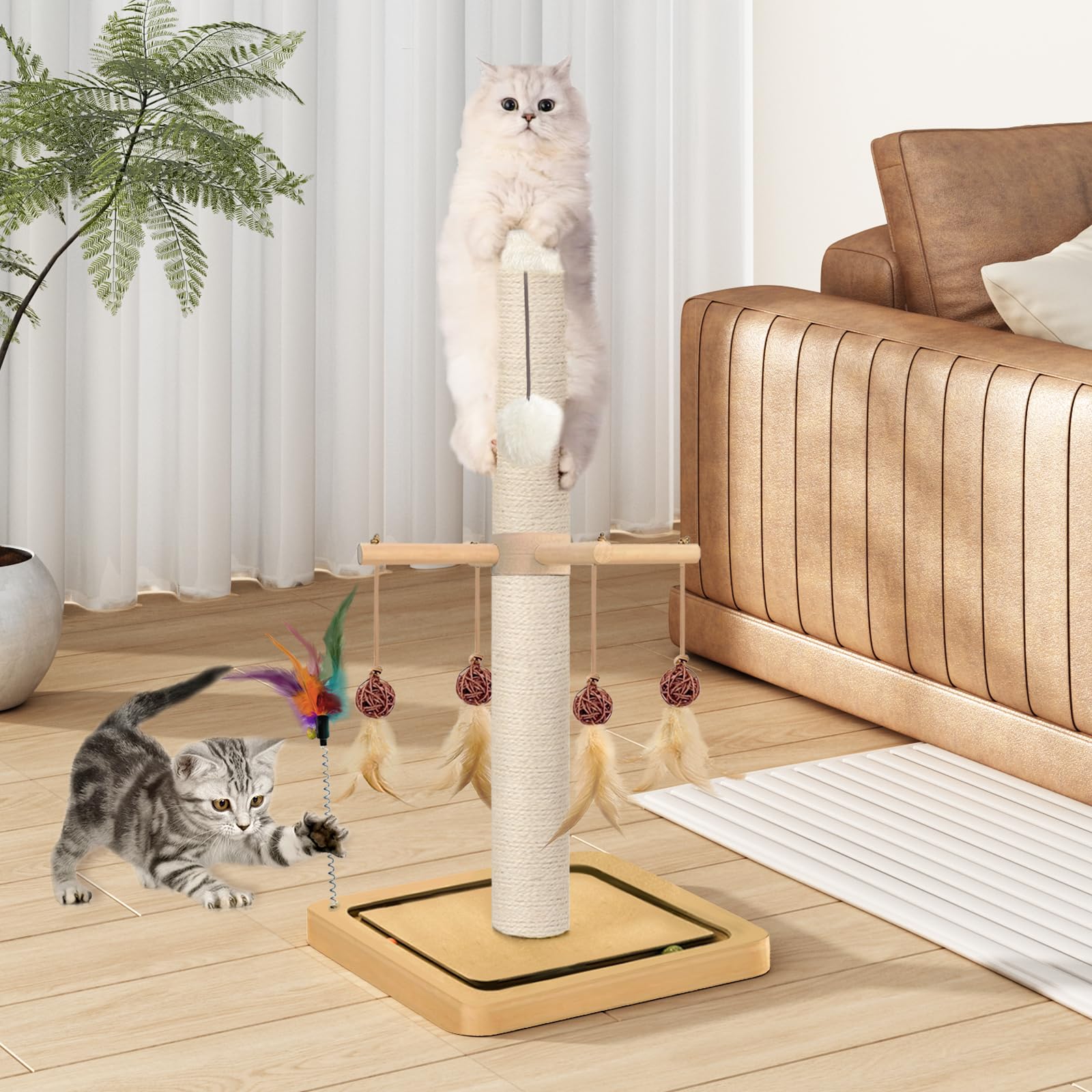 PAROTO spring-loaded feather toy adds interactive fun.