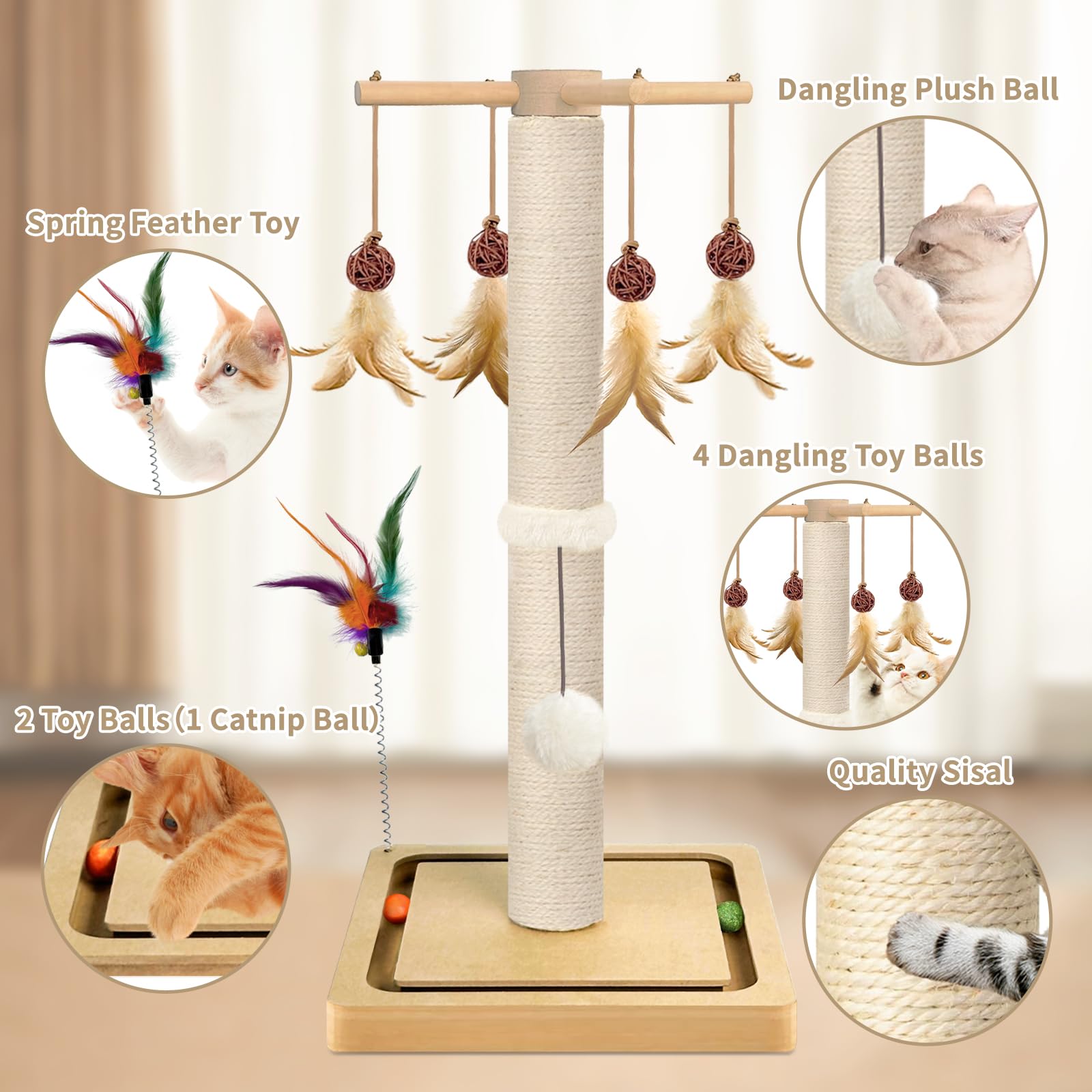 PAROTO sisal post featuring hanging balls for engaging play sessions.