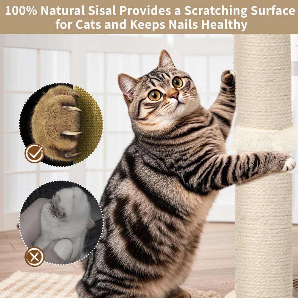 PAROTO tall sisal post emphasizes natural scratching surface to protect furniture.