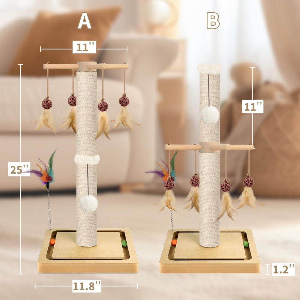 PAROTO 25-inch cat tree tower with two mounting options.