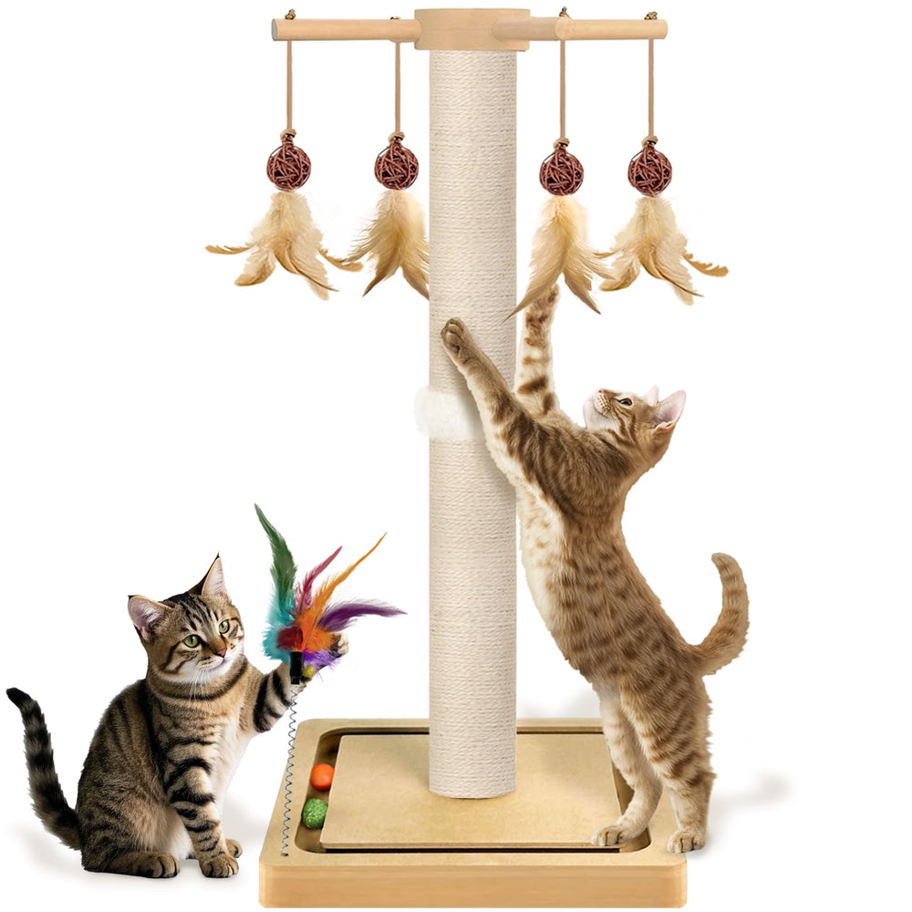 PAROTO tall cat scratching post base offers stable support for energetic scratching sessions.