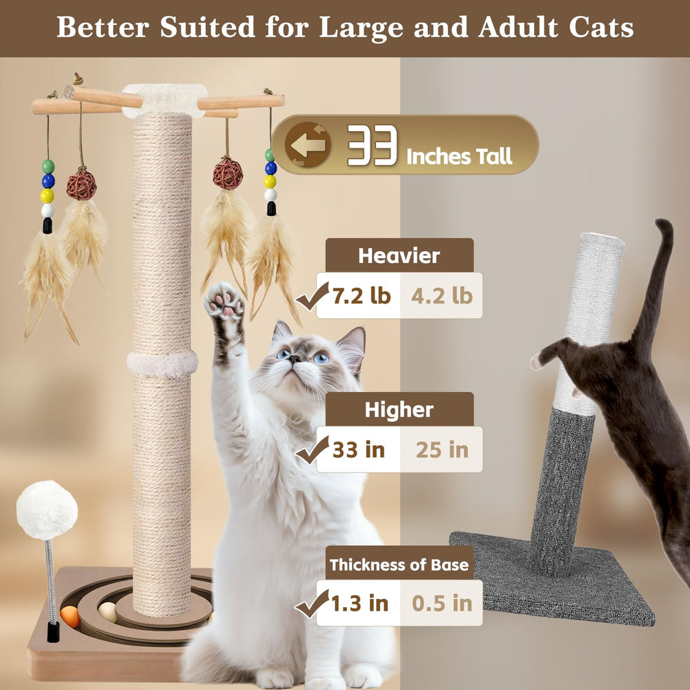 PAROTO Tall Cat Scratching Post with sisal wrap offers satisfying scratching for healthy claws.