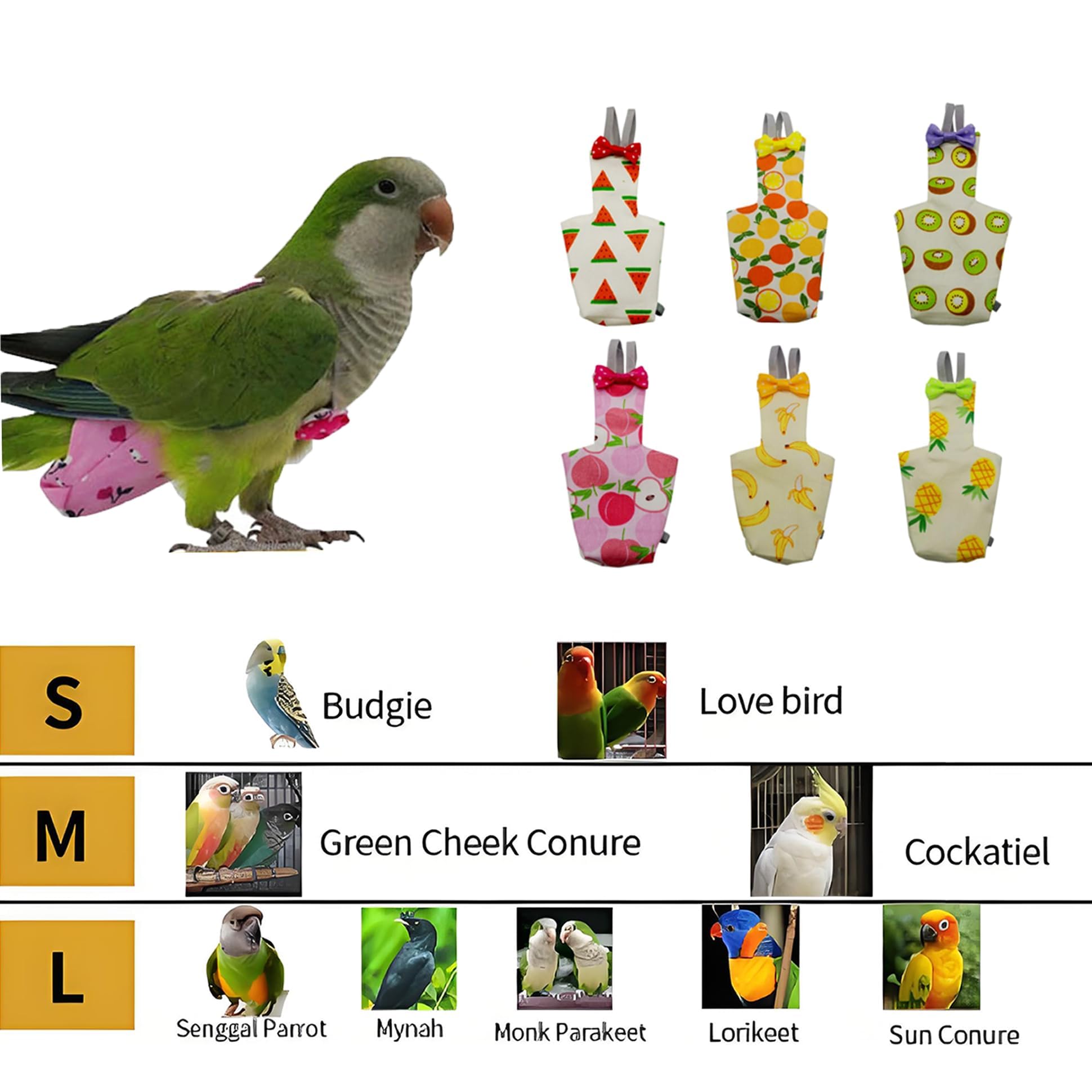 Parrot Diapers adjustable straps demonstrated for a secure fit on small parrots.