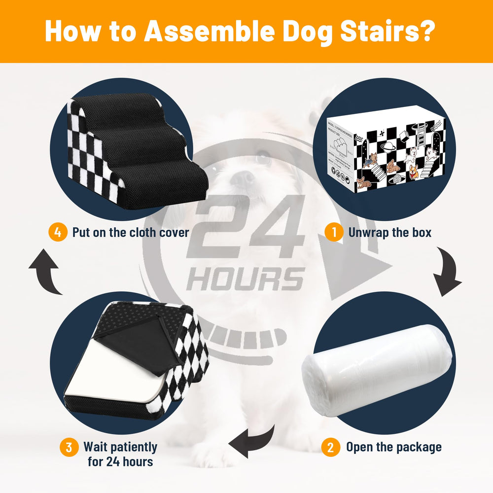 PasTard dog stairs bed pineapple-pattern-steps enhances traction and style.