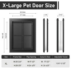 PATAPLUS aluminum dog door double magnetic flaps provide reliable weather protection