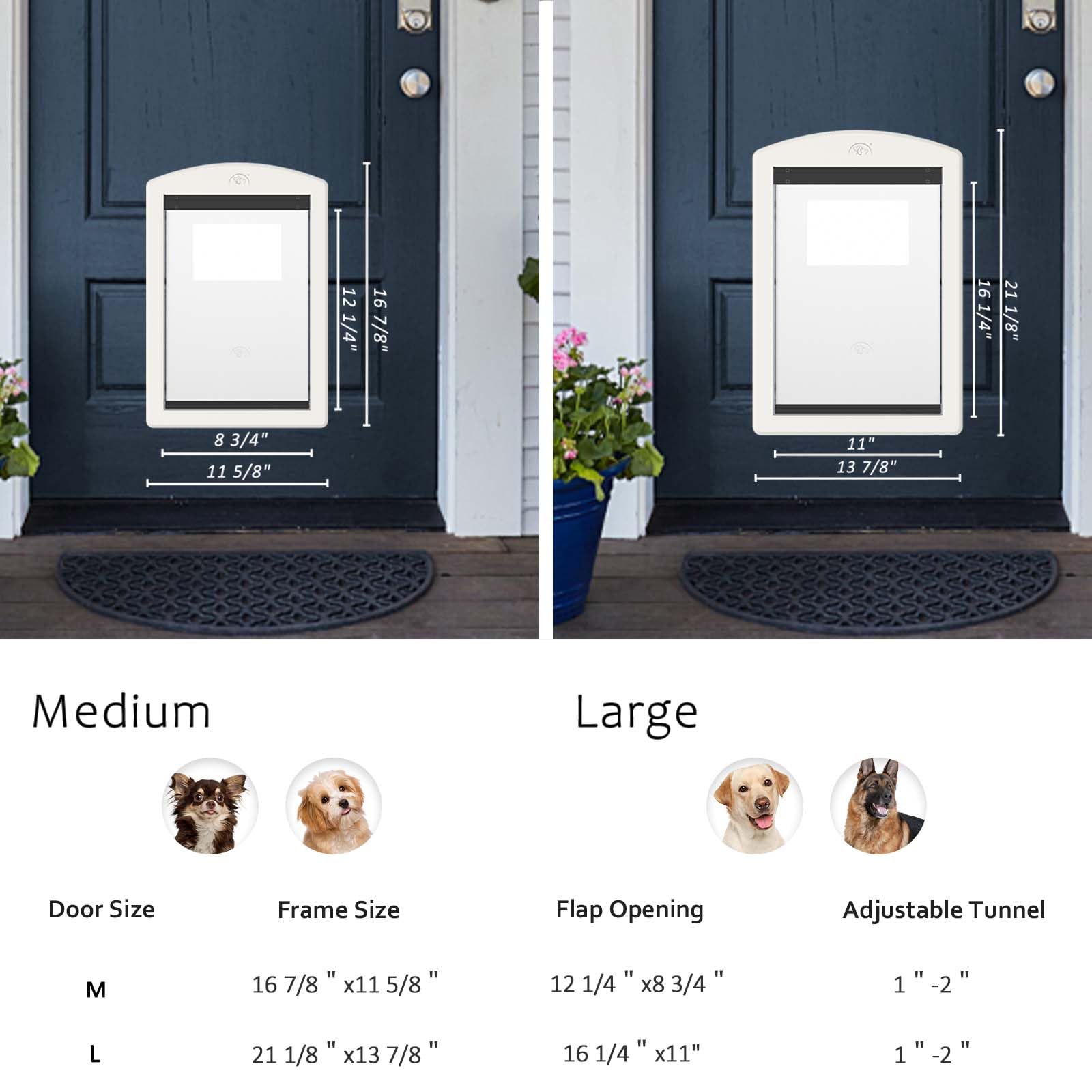 PATAPLUS dog door in-use scene conveys easy access during potty breaks and playtime.
