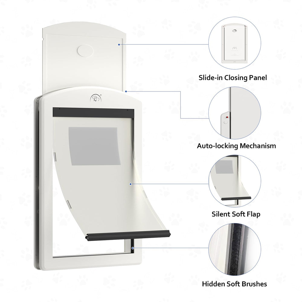 PATAPLUS dog door install template shows simple, guided cut for accurate fit.