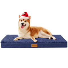 Patas Lague orthopedic dog bed exterior navy with plush surface for deep secure sleep