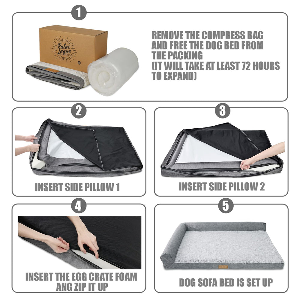Patas Lague orthopedic XL bed 42x28 removable cover simplifies cleaning after adventures.