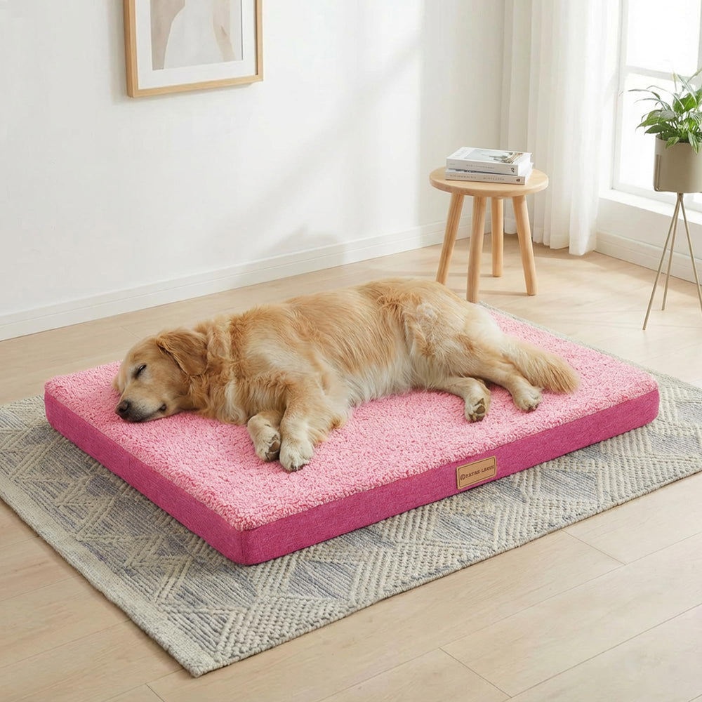 Patas Lague orthopedic XL bed foam closeup shows high-density egg crate for joint support.